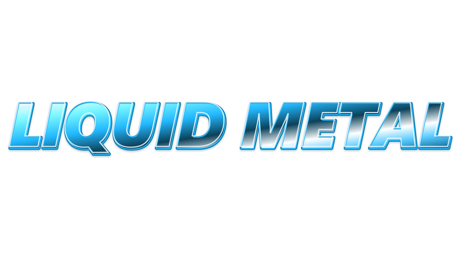 LIQUID METAL in a Liquid chrome transparent text style