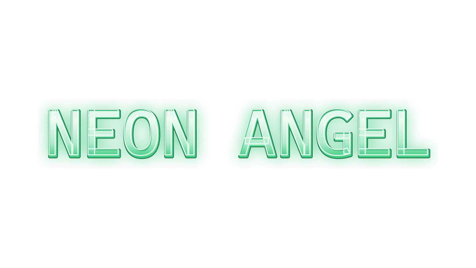 NEON ANGEL in a Electric neon transparent text style