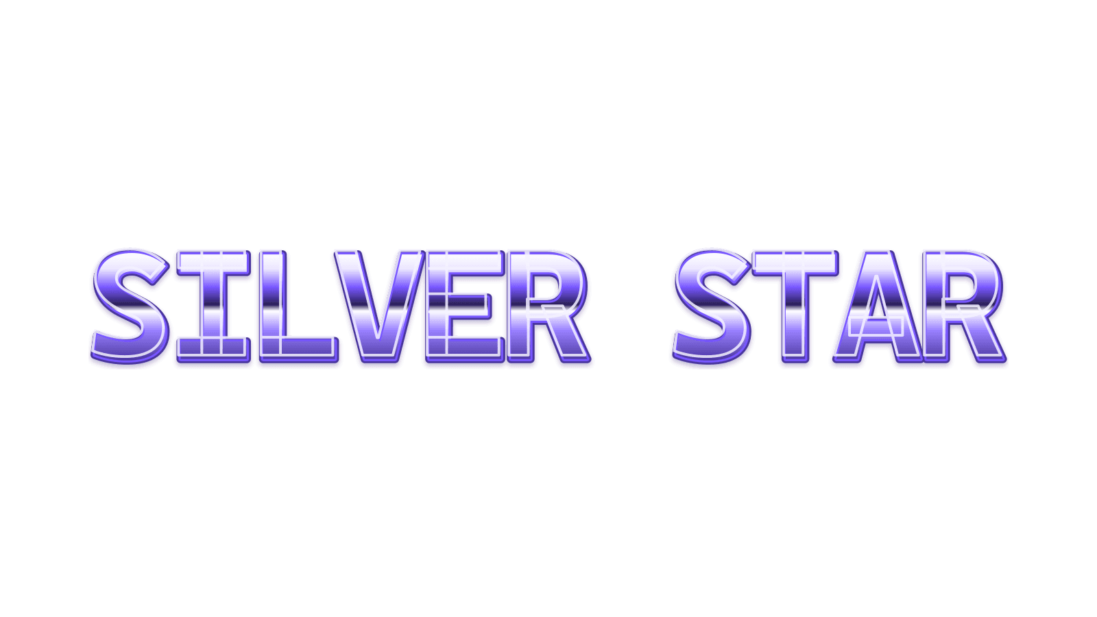 SILVER STAR in a Soft chrome transparent text style
