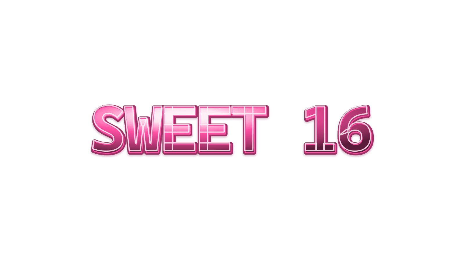 SWEET 16 in a Puffy bubble transparent text style