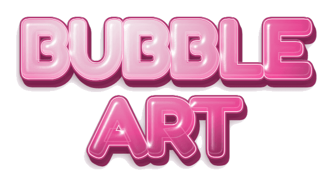 BUBBLE ART in pink rounded Juicy bubble letters