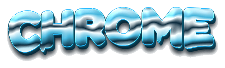 CHROME text rendered with the Liquid Chrome finish