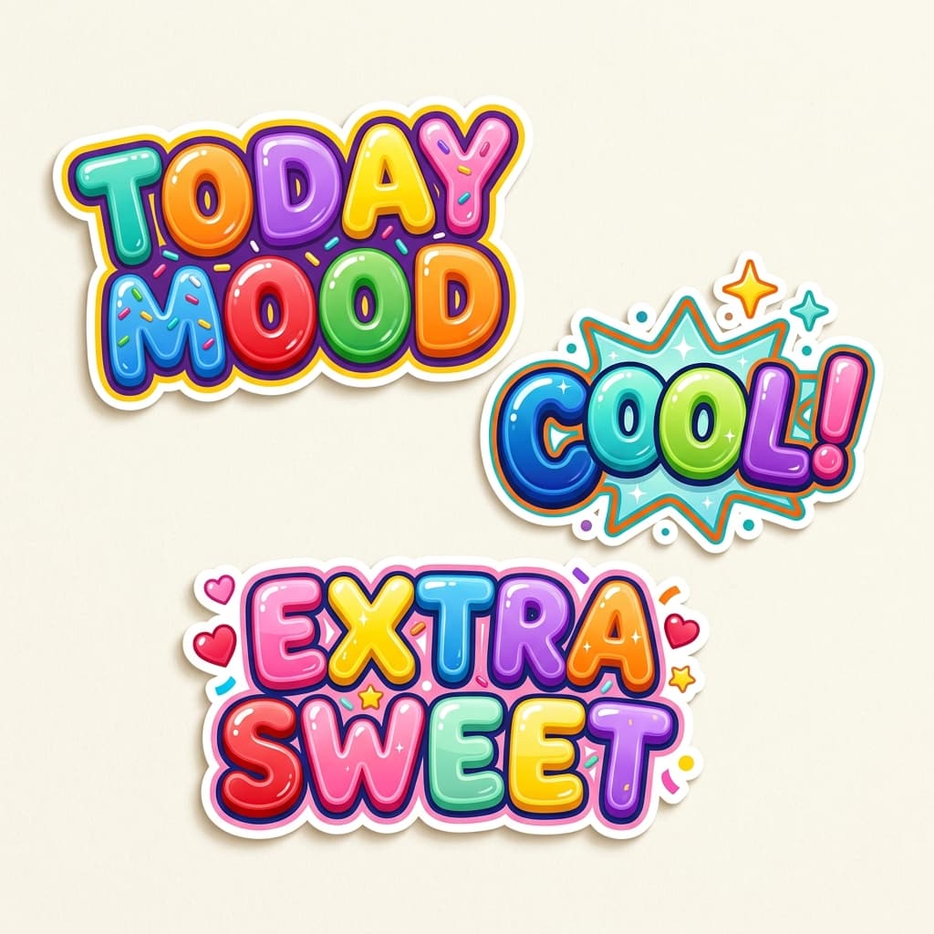 3D Bubble Letter Stickers Showcase