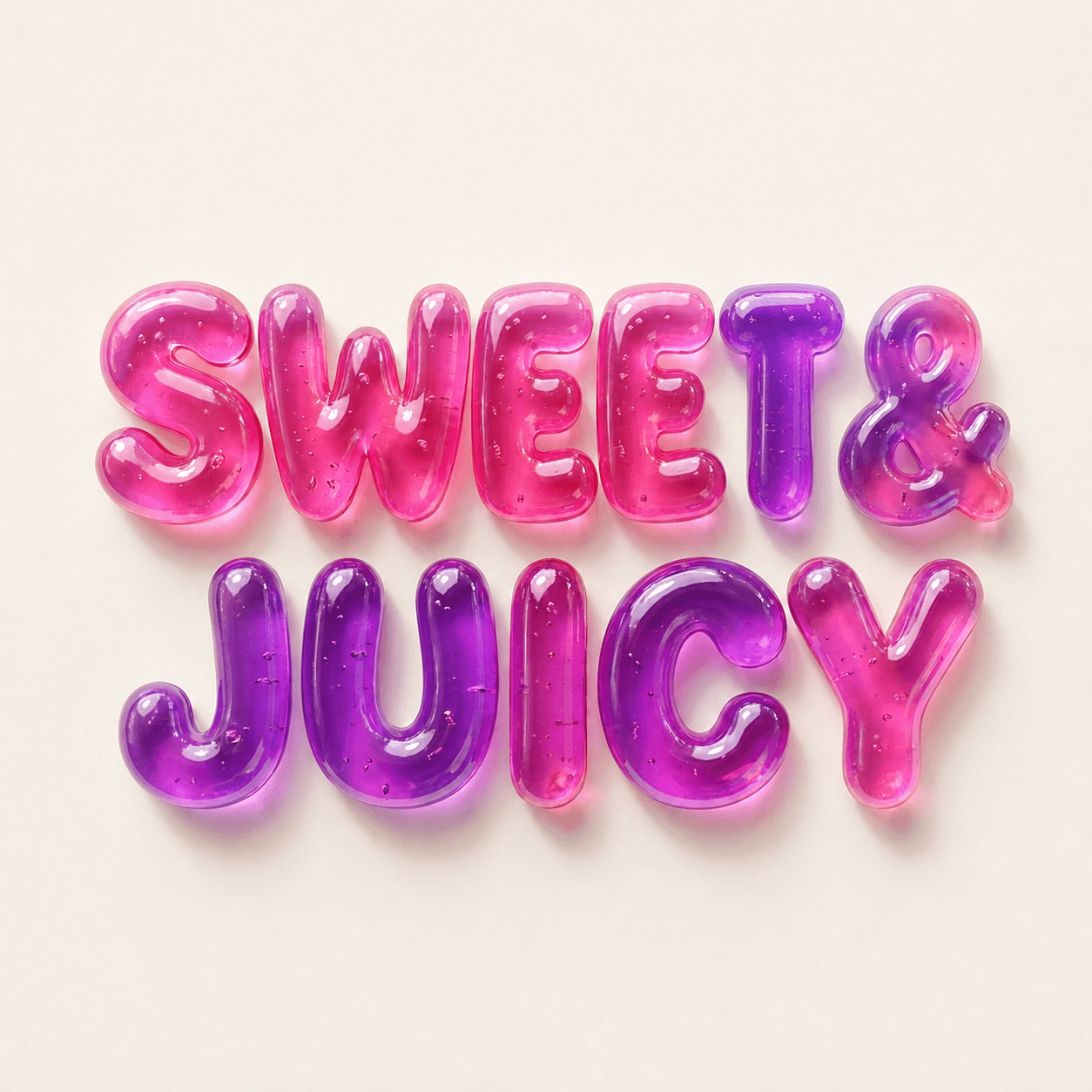 Glossy 3D Bubble Letters Showcase - SWEET & JUICY